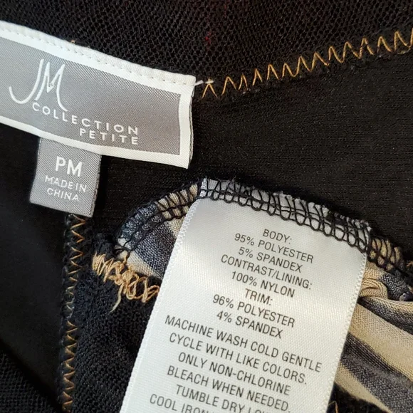 JM Collection Animal print multi-textured collage top 3/4 sleeves petite medium - Picture 3 of 7